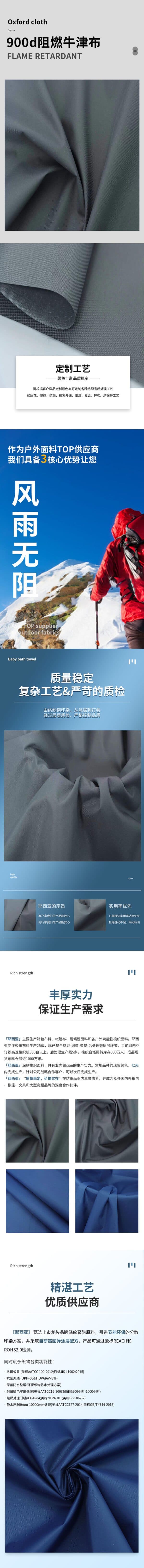 Polyester Oxford Flame Retardant Fabric BS5852 Standard PU Coating - Image 5